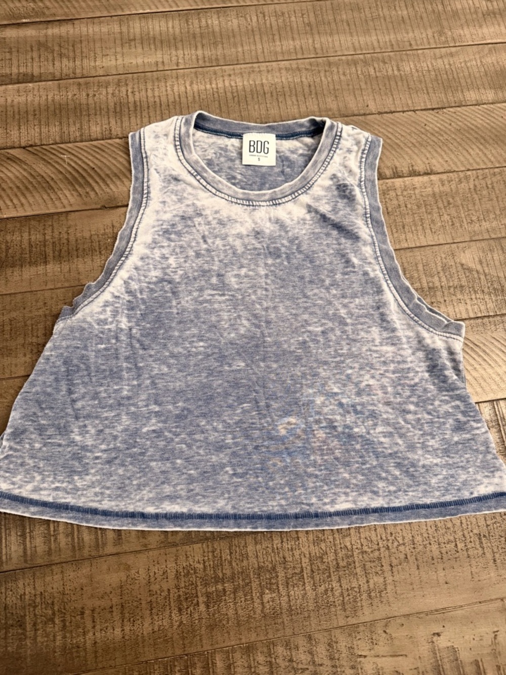 BDG Light Blue Acid Wash Cropped Tank Top